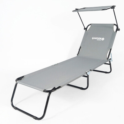 Garden King Záhradné ležadlo so strieškou sivá