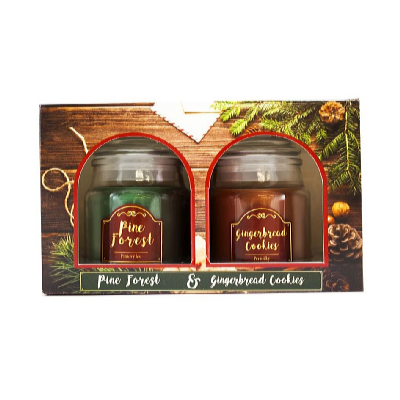Arôme Vianočná vonná sviečka Pine Forest + Gingerbread Cookies, 2 x 85 g