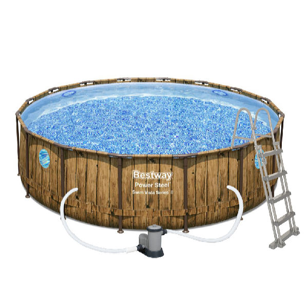 Bestway Bazén Power Steel Wood Swim Vista 4,88 x 1,22 m set vrátane príslušenstva