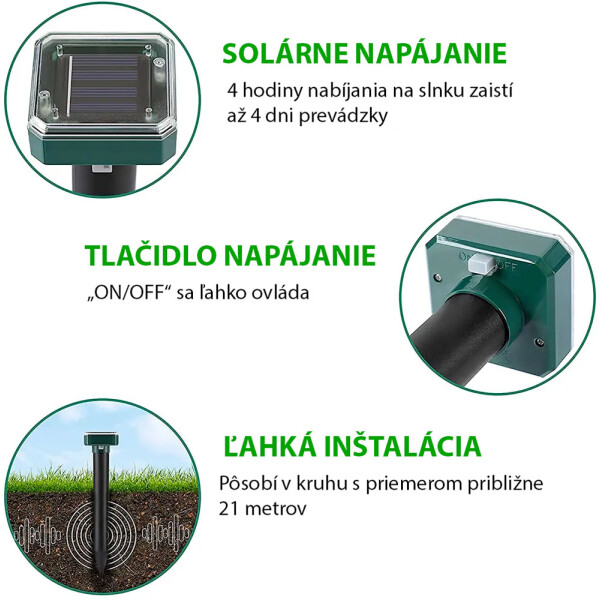 Garden King Solárny odpudzovač krtkov Quadro SD-SL080A 2 ks