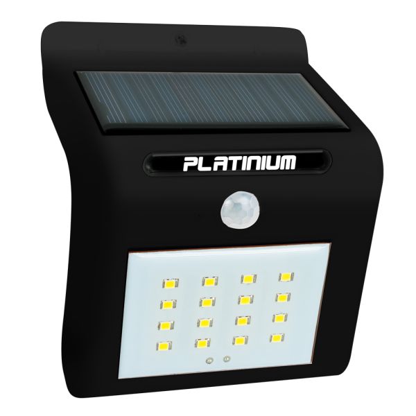 Platinium Nástenné solárne LED svetlo s detektorom pohybu čierne