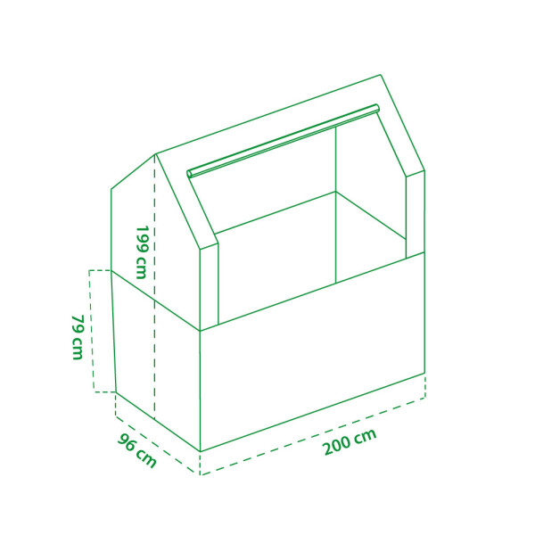 Garden King Krytý vyvýšený záhon AGRO BED II 200 x 79/199 x 100 cm, 3D design drevo, kov